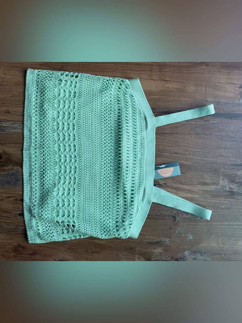 Uncharted Treads-Mint Green Crochet shirt